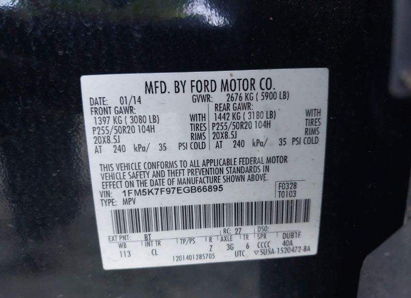 Photo 9 of 2014 Ford Explorer LIMITED (VIN 1FM5K7F97EGB66895)