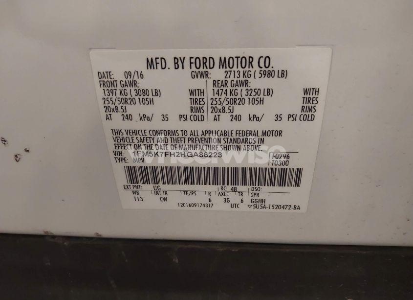 Photo 9 of 2017 Ford Explorer LIMITED (VIN 1FM5K7FH2HGA86223)