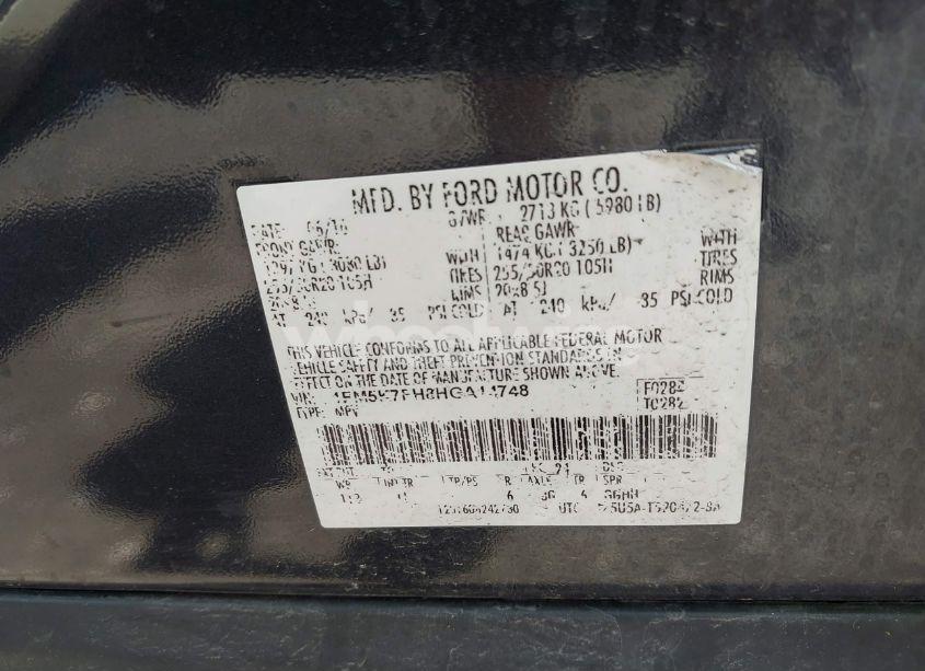 Photo 9 of 2017 Ford Explorer LIMITED (VIN 1FM5K7FH8HGA14748)