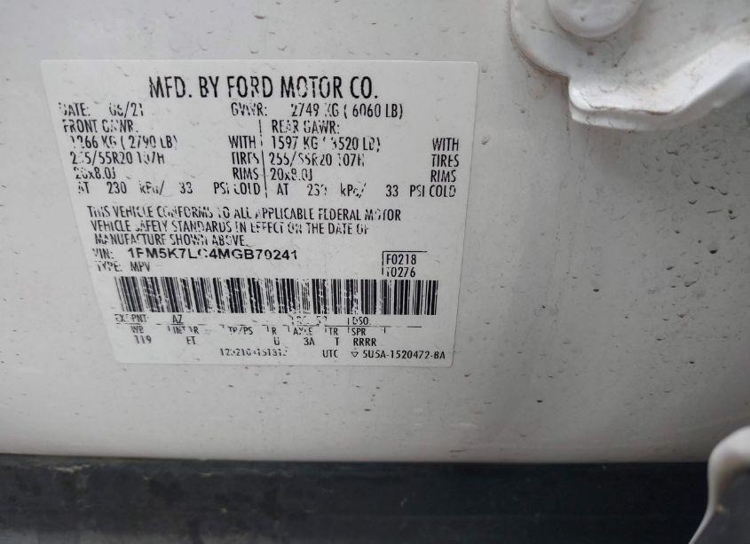 Photo 9 of 2021 Ford Explorer KING RANCH (VIN 1FM5K7LC4MGB70241)