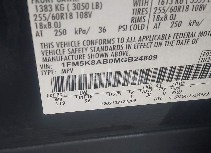 Photo 9 of 2021 Ford Police INTERCEPTOR UTILITY (VIN 1FM5K8AB0MGB24809)