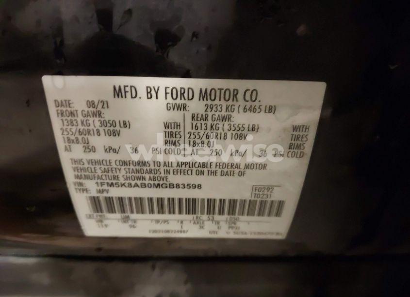 Photo 9 of 2021 Ford Police INTERCEPTOR UTILITY (VIN 1FM5K8AB0MGB83598)