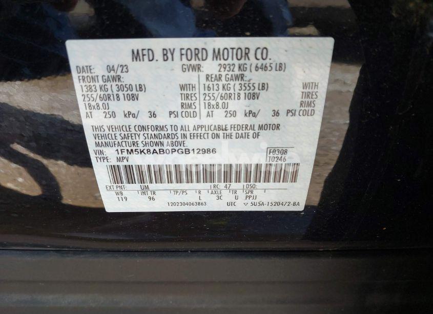 Photo 9 of 2023 Ford Police INTERCEPTOR (VIN 1FM5K8AB0PGB12986)