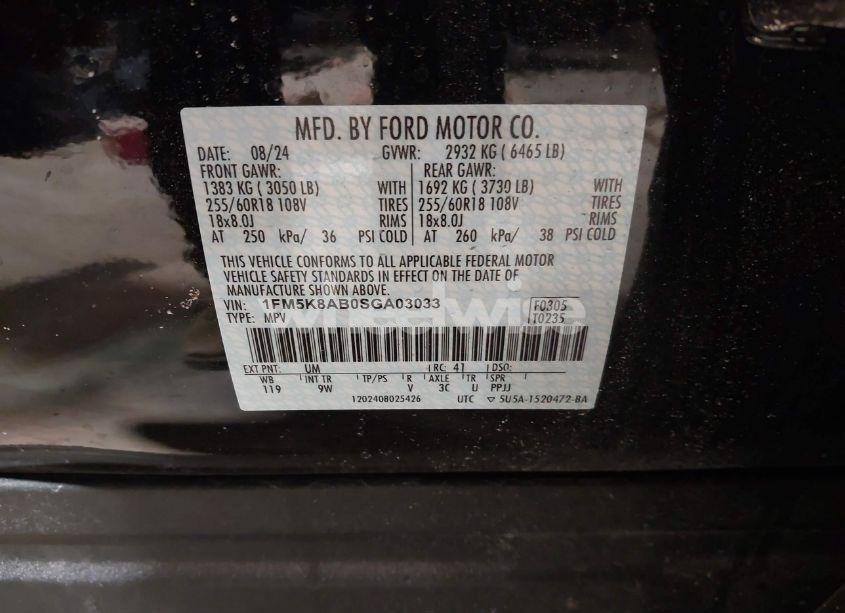 Photo 9 of 2025 Ford Police INTERCEPTOR (VIN 1FM5K8AB0SGA03033)