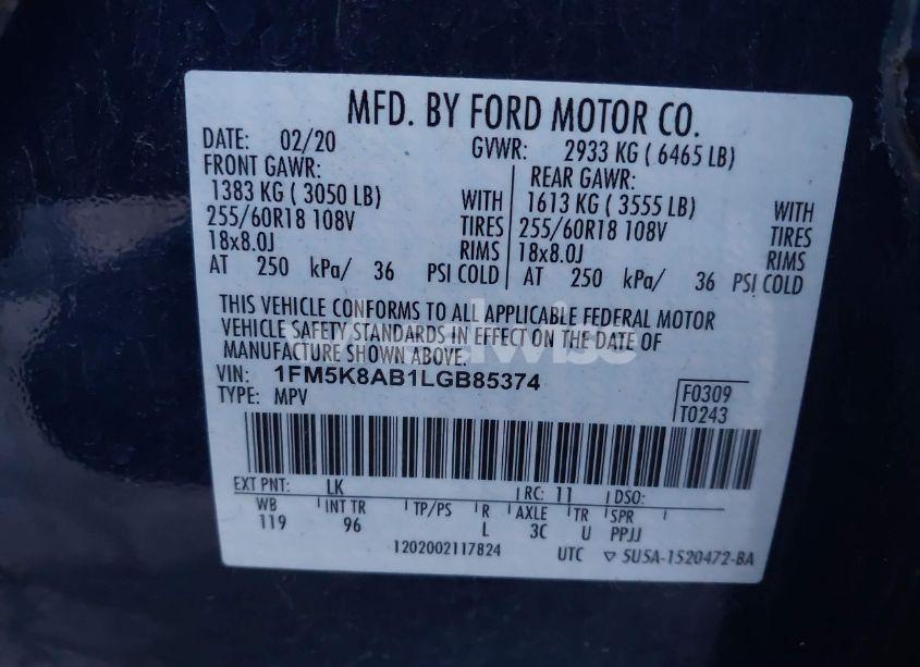 Photo 9 of 2020 Ford Police INTERCEPTOR UTILITY (VIN 1FM5K8AB1LGB85374)