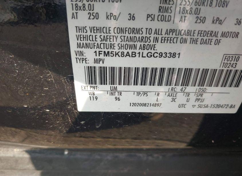 Photo 9 of 2020 Ford Police INTERCEPTOR UTILITY (VIN 1FM5K8AB1LGC93381)