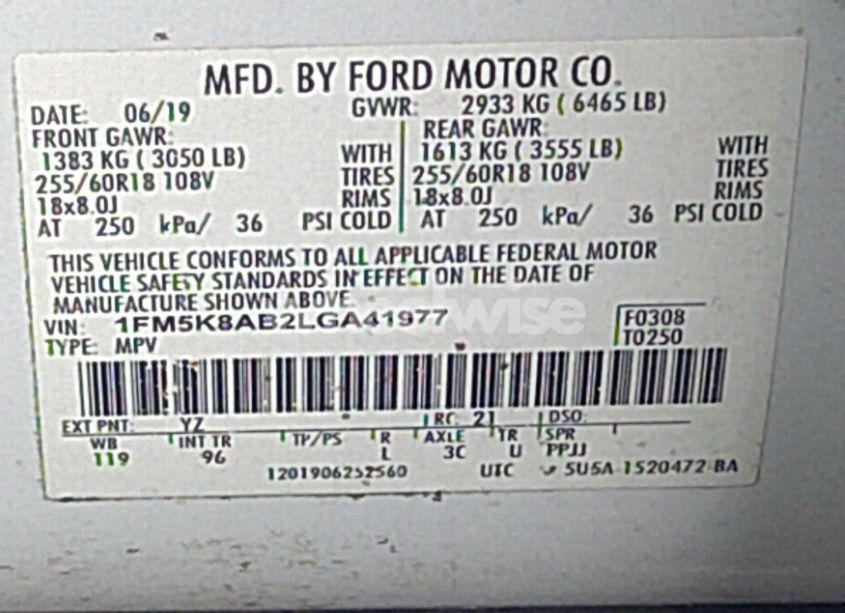 Photo 9 of 2020 Ford Police INTERCEPTOR UTILITY (VIN 1FM5K8AB2LGA41977)