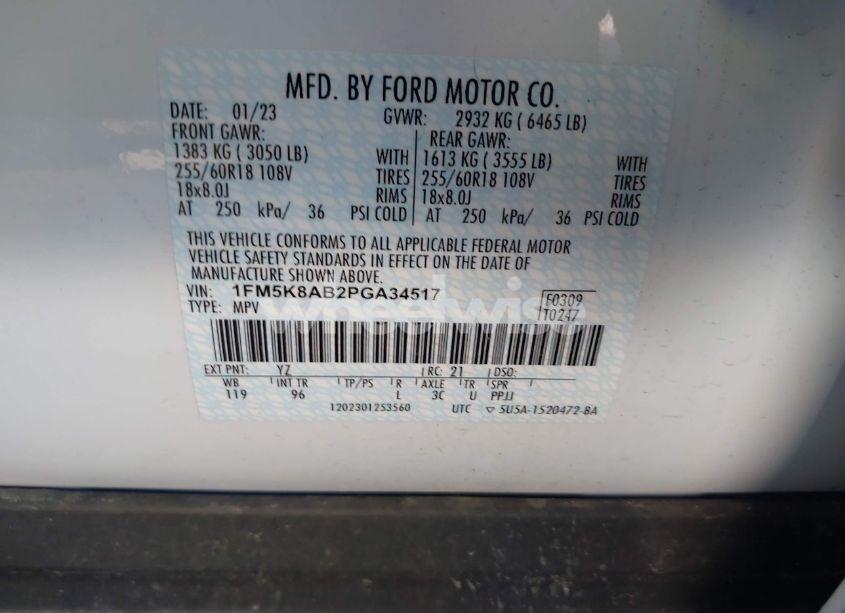 Photo 9 of 2023 Ford Police INTERCEPTOR (VIN 1FM5K8AB2PGA34517)