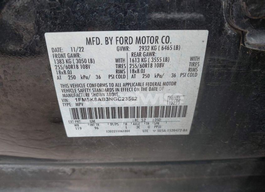 Photo 9 of 2022 Ford Police INTERCEPTOR (VIN 1FM5K8AB3NGC23562)