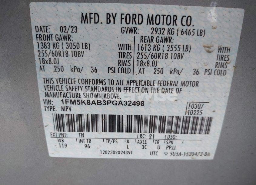 Photo 9 of 2023 Ford Police INTERCEPTOR (VIN 1FM5K8AB3PGA32498)