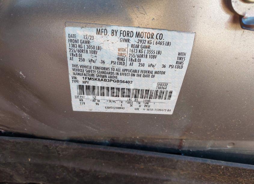 Photo 9 of 2023 Ford Police INTERCEPTOR (VIN 1FM5K8AB3PGB56402)