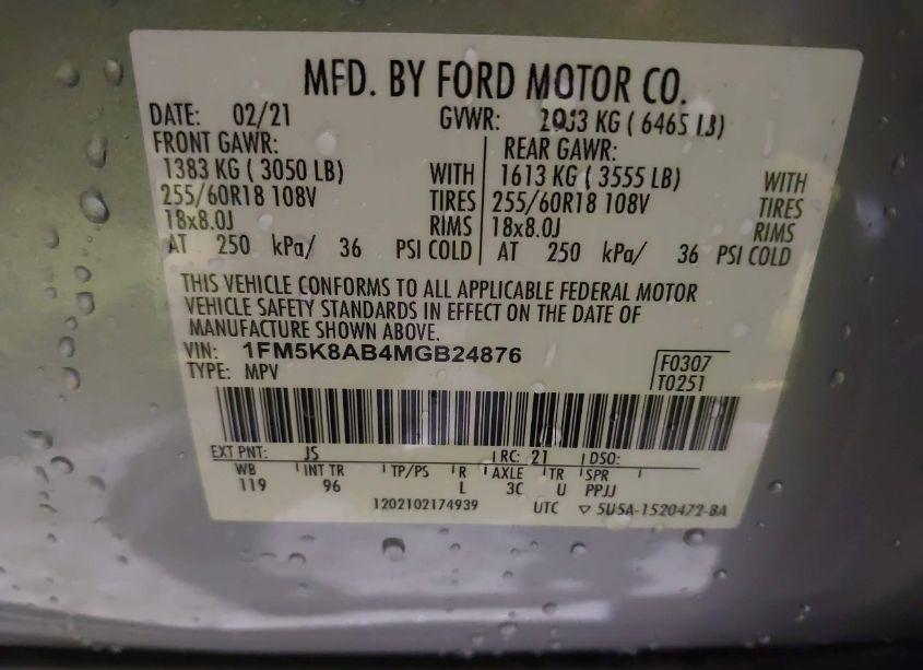 Photo 9 of 2021 Ford Police INTERCEPTOR UTILITY (VIN 1FM5K8AB4MGB24876)