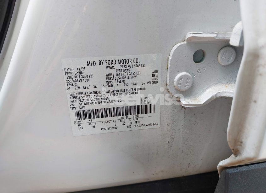 Photo 9 of 2022 Ford Explorer POLICE INTERCEPTOR (VIN 1FM5K8AB4NGA07672)