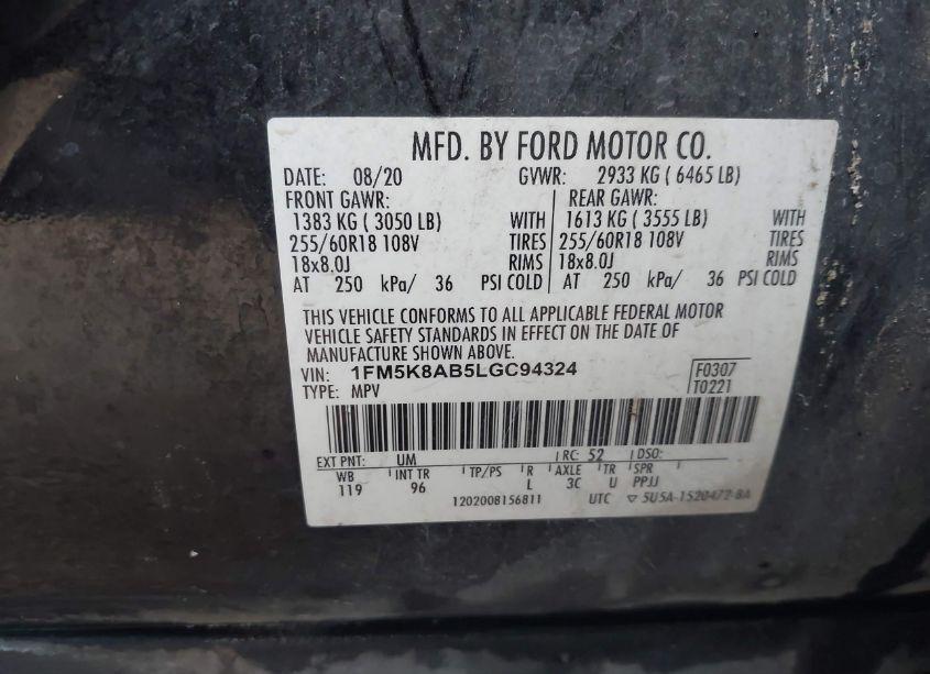 Photo 9 of 2020 Ford Police INTERCEPTOR UTILITY (VIN 1FM5K8AB5LGC94324)