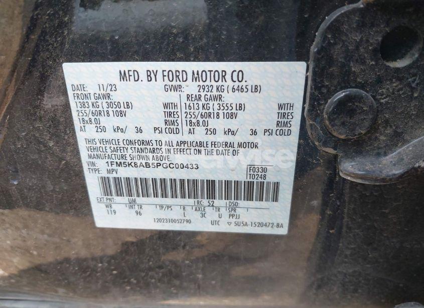 Photo 9 of 2023 Ford Police INTERCEPTOR (VIN 1FM5K8AB5PGC00433)