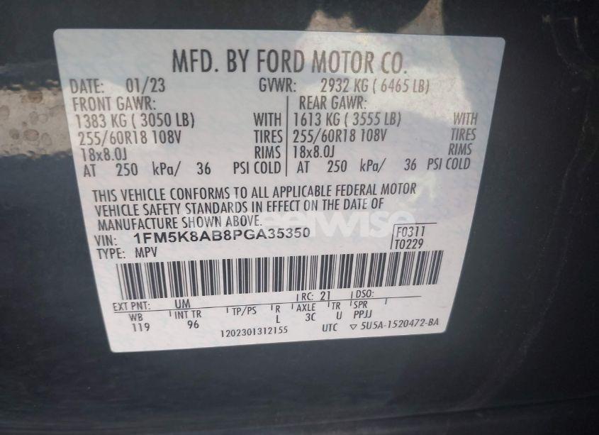 Photo 9 of 2023 Ford Police INTERCEPTOR (VIN 1FM5K8AB8PGA35350)