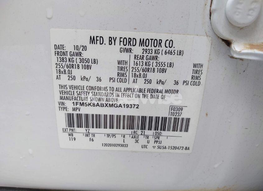 Photo 9 of 2021 Ford Police INTERCEPTOR (VIN 1FM5K8ABXMGA19372)