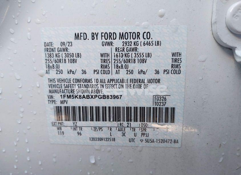 Photo 9 of 2023 Ford Police INTERCEPTOR (VIN 1FM5K8ABXPGB83967)