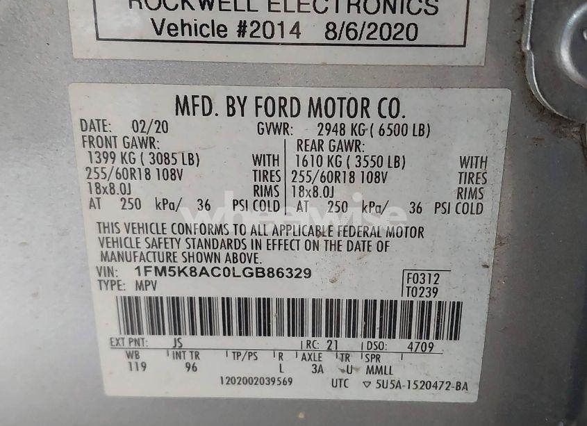 Photo 9 of 2020 Ford Police INTERCEPTOR (VIN 1FM5K8AC0LGB86329)