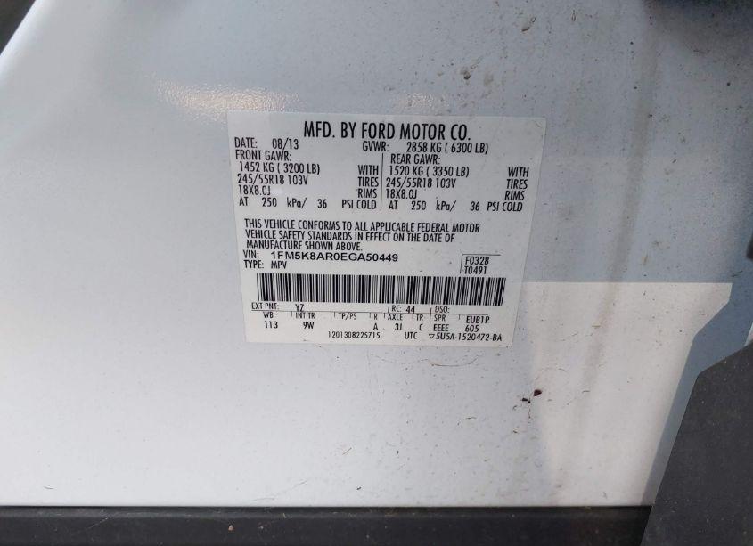 Photo 9 of 2014 Ford Police INTERCEPTOR (VIN 1FM5K8AR0EGA50449)