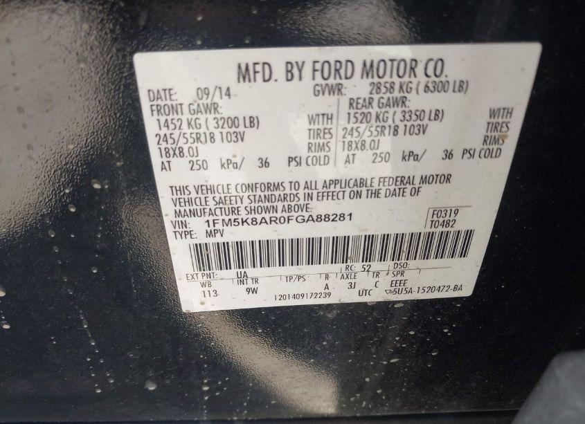 Photo 9 of 2015 Ford Utility POLICE INTERCEPTOR (VIN 1FM5K8AR0FGA88281)