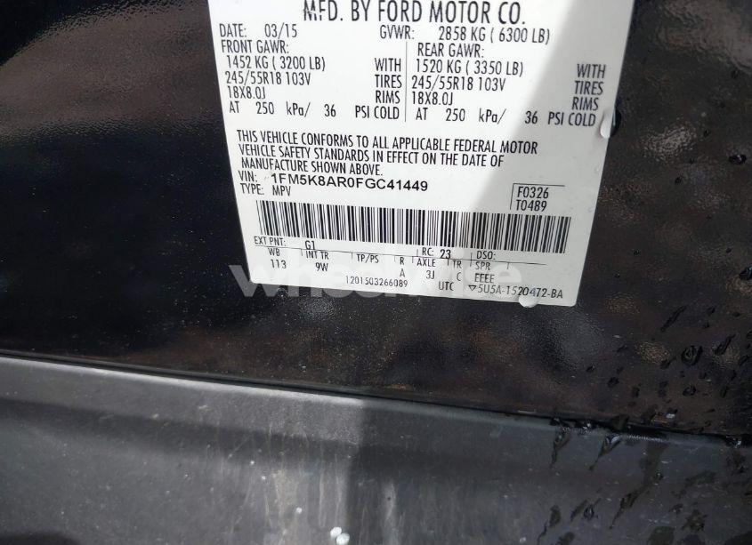 Photo 9 of 2015 Ford Police INTERCEPTOR (VIN 1FM5K8AR0FGC41449)