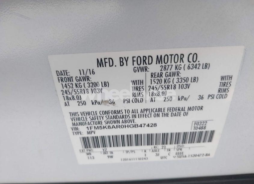 Photo 9 of 2017 Ford Police INTERCEPTOR (VIN 1FM5K8AR0HGB47428)