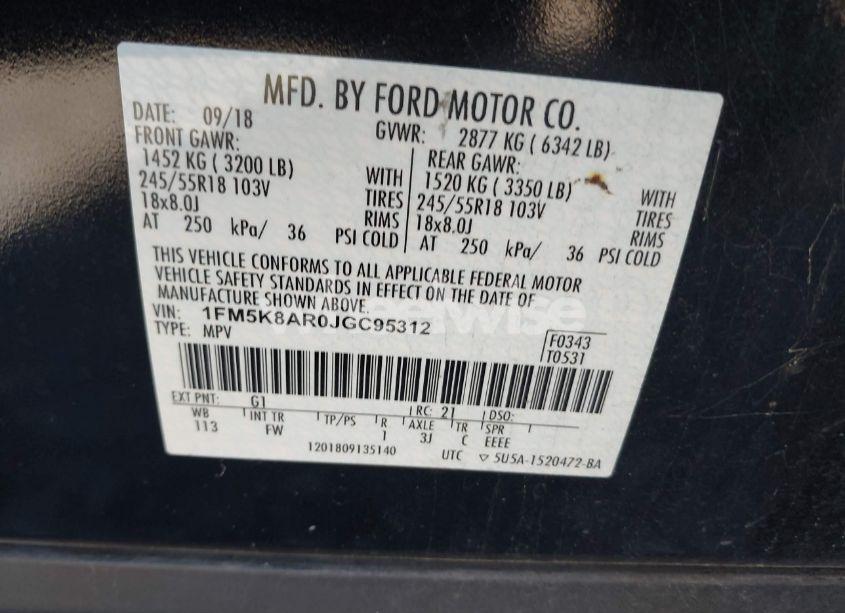 Photo 9 of 2018 Ford Police INTERCEPTOR (VIN 1FM5K8AR0JGC95312)