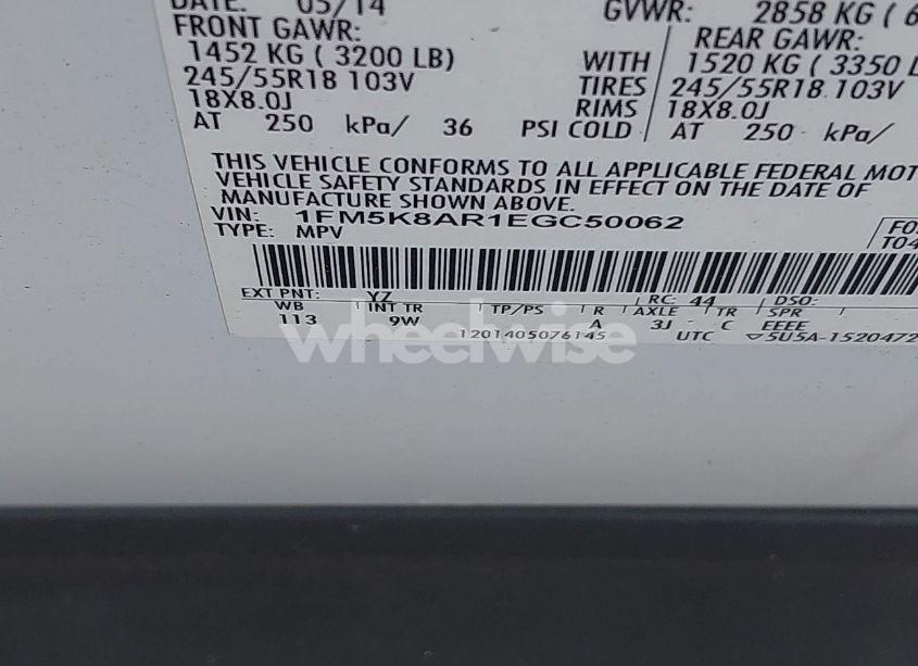 Photo 9 of 2014 Ford Police INTERCEPTOR (VIN 1FM5K8AR1EGC50062)