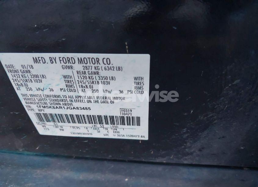 Photo 9 of 2018 Ford Police INTERCEPTOR (VIN 1FM5K8AR1JGA83485)