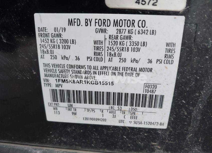 Photo 9 of 2019 Ford Police INTERCEPTOR (VIN 1FM5K8AR1KGB15515)