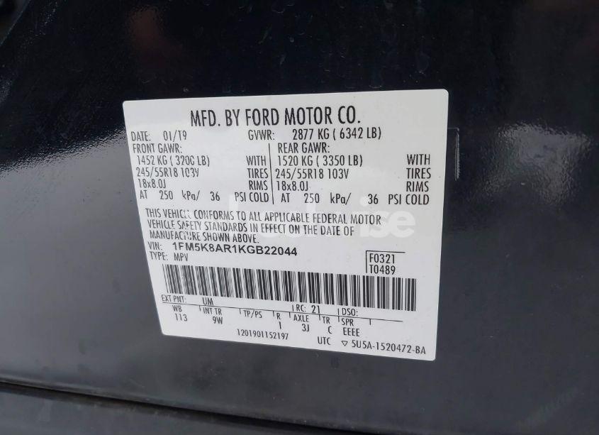 Photo 9 of 2019 Ford Police INTERCEPTOR (VIN 1FM5K8AR1KGB22044)