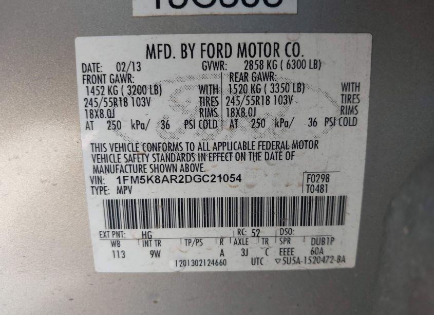 Photo 9 of 2013 Ford Utility POLICE INTERCEPTOR (VIN 1FM5K8AR2DGC21054)