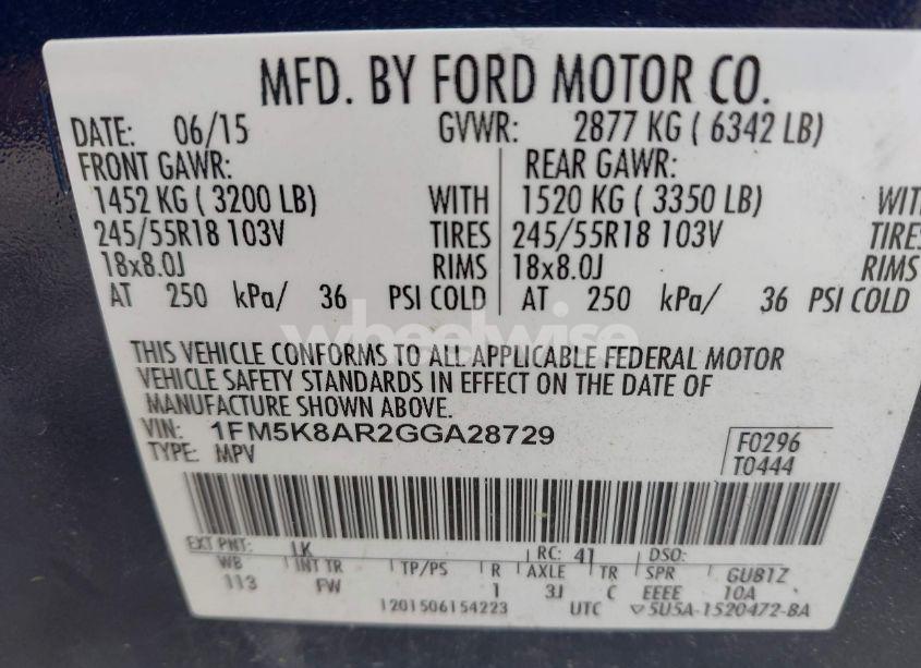 Photo 9 of 2016 Ford Police INTERCEPTOR (VIN 1FM5K8AR2GGA28729)