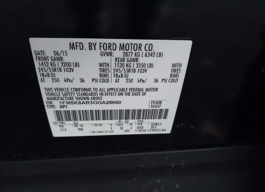 Photo 9 of 2016 Ford Explorer POLICE INTERCEPTOR (VIN 1FM5K8AR3GGA28660)