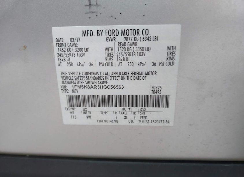 Photo 9 of 2017 Ford Utility POLICE INTERCEPTOR (VIN 1FM5K8AR3HGC56563)