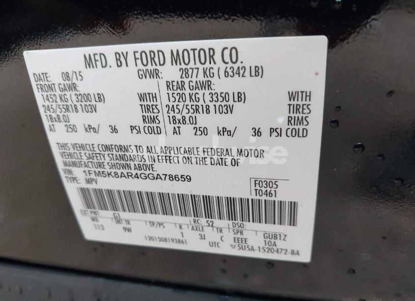 Photo 9 of 2016 Ford Police INTERCEPTOR (VIN 1FM5K8AR4GGA78659)