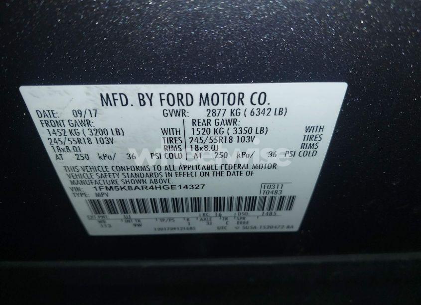 Photo 9 of 2017 Ford Police INTERCEPTOR (VIN 1FM5K8AR4HGE14327)