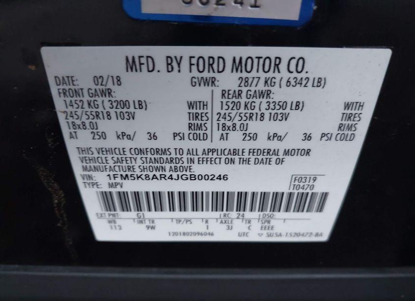 Photo 9 of 2018 Ford Police INTERCEPTOR UTILITY (VIN 1FM5K8AR4JGB00246)