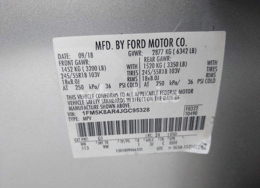 Photo 9 of 2018 Ford Police INTERCEPTOR (VIN 1FM5K8AR4JGC95328)