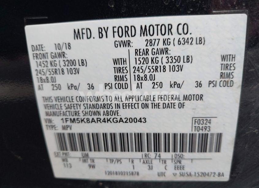 Photo 9 of 2019 Ford Police INTERCEPTOR (VIN 1FM5K8AR4KGA20043)