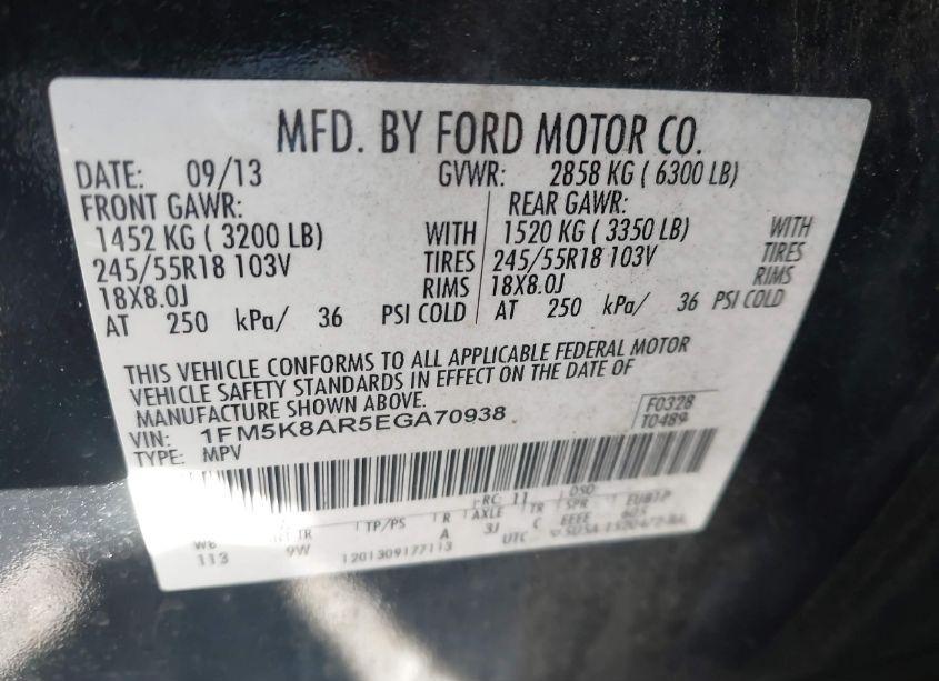 Photo 9 of 2014 Ford Utility POLICE INTERCEPTOR (VIN 1FM5K8AR5EGA70938)