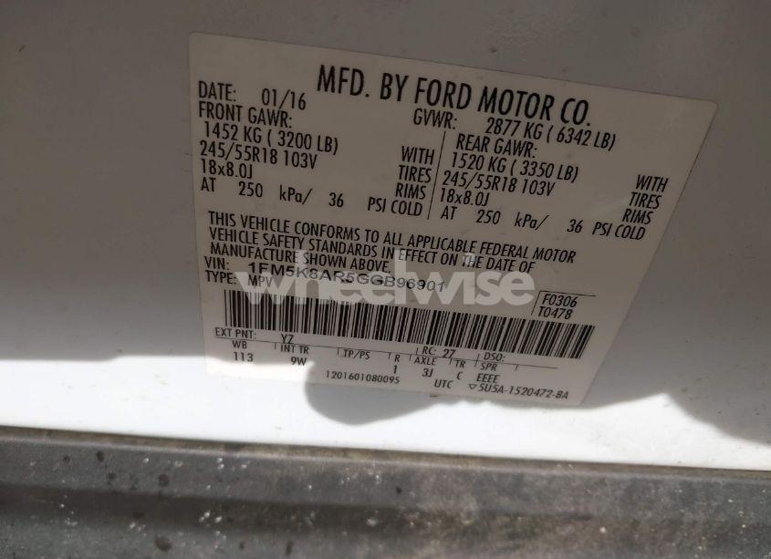 Photo 9 of 2016 Ford Police INTERCEPTOR (VIN 1FM5K8AR5GGB96901)