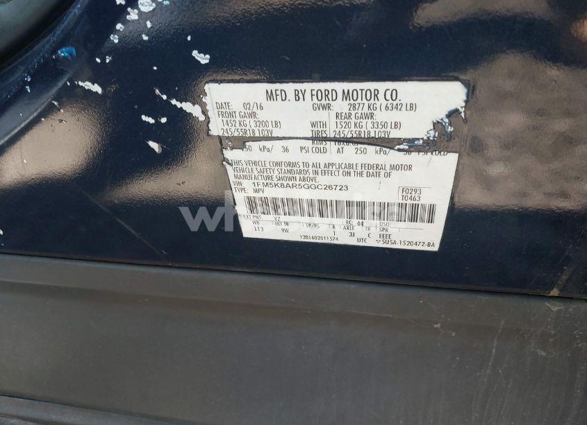 Photo 9 of 2016 Ford Police INTERCEPTOR (VIN 1FM5K8AR5GGC26723)