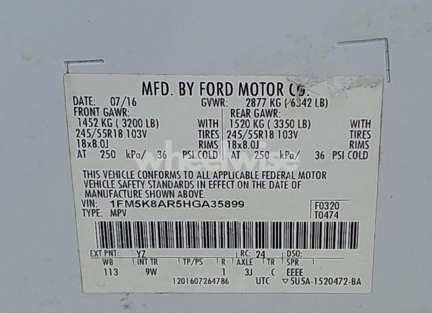 Photo 9 of 2017 Ford Police INTERCEPTOR (VIN 1FM5K8AR5HGA35899)