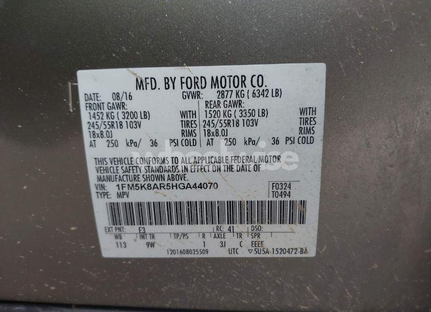 Photo 9 of 2017 Ford Police INTERCEPTOR (VIN 1FM5K8AR5HGA44070)