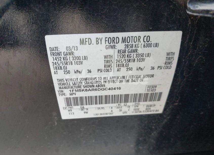 Photo 9 of 2013 Ford Police INTERCEPTOR (VIN 1FM5K8AR6DGC40416)