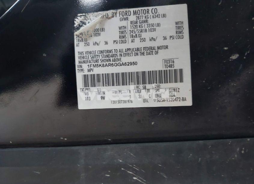 Photo 9 of 2016 Ford Police INTERCEPTOR (VIN 1FM5K8AR6GGA62950)