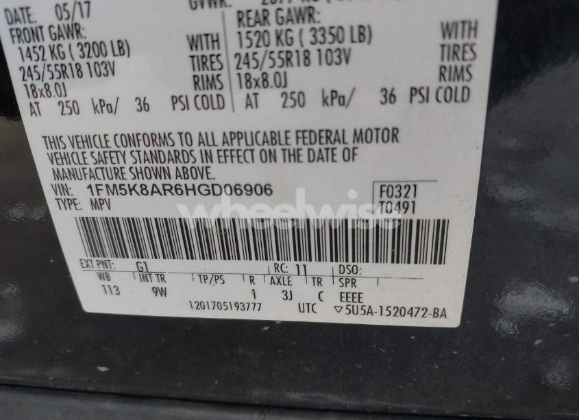 Photo 9 of 2017 Ford Police INTERCEPTOR (VIN 1FM5K8AR6HGD06906)