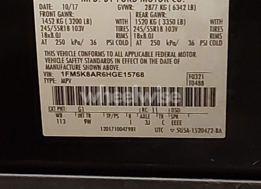 Photo 9 of 2017 Ford Police INTERCEPTOR (VIN 1FM5K8AR6HGE15768)